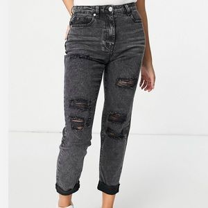 ASOS - Paris distressed mom jean in washed black